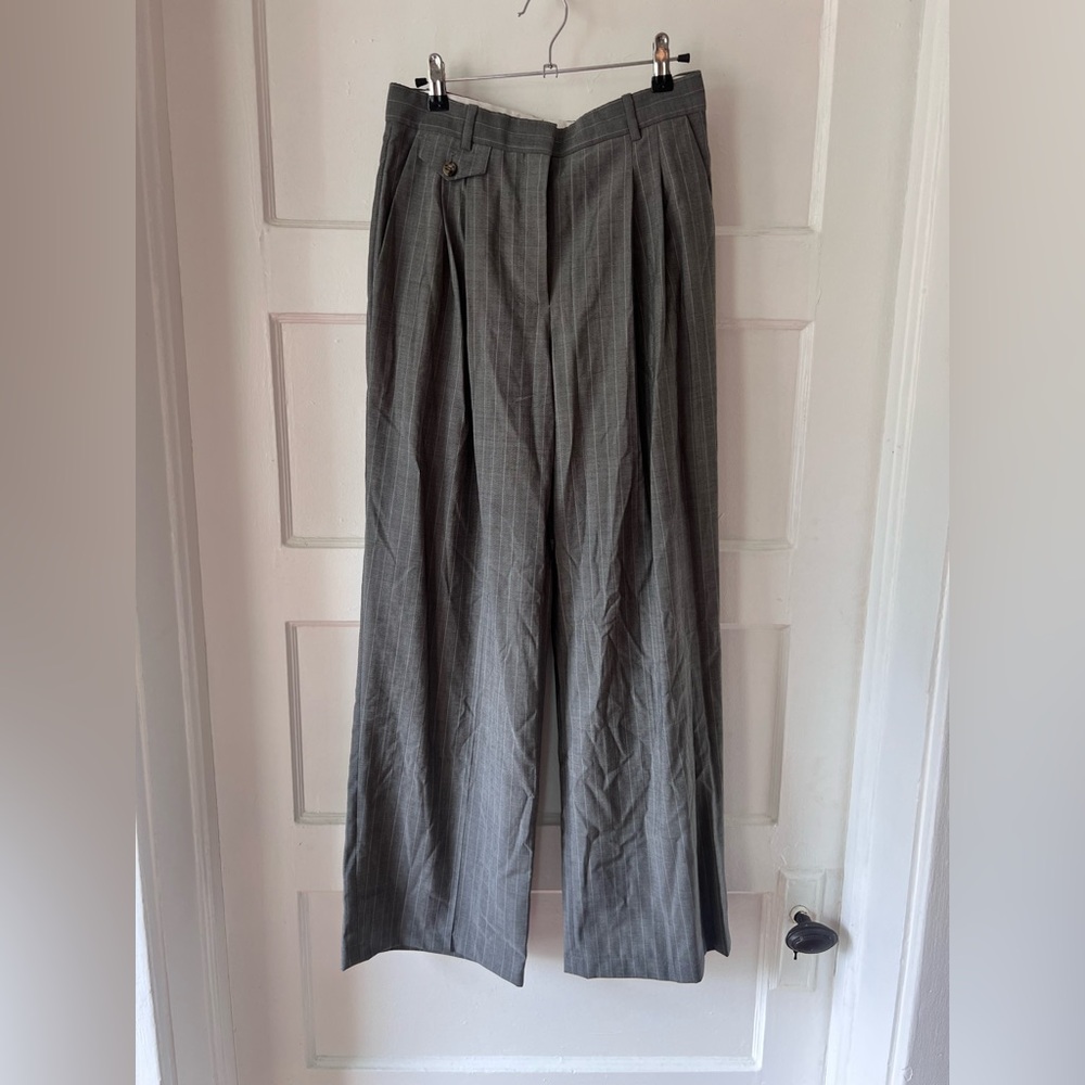 HUGO BOSS Charcoal Pinstripe Pants Trousers $348 retail size 6 100% virgin wool - Picture 2 of 6